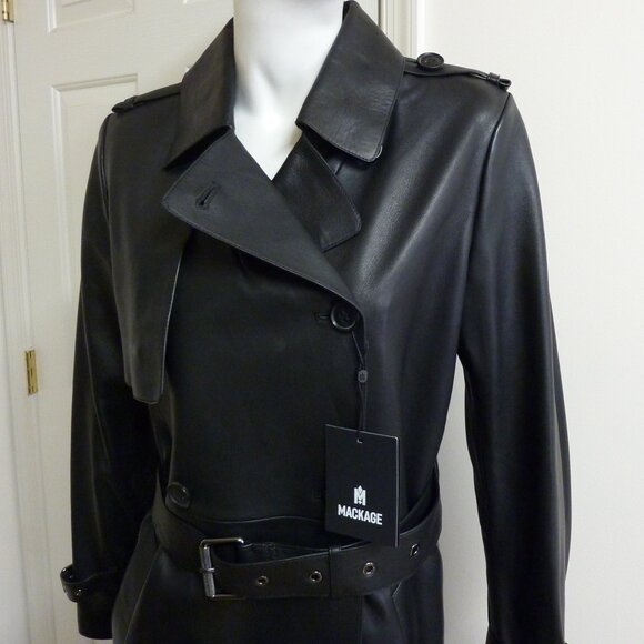 MACKAGE GAEL-V Maxi Leather Trench Coat - Picture 9 of 14